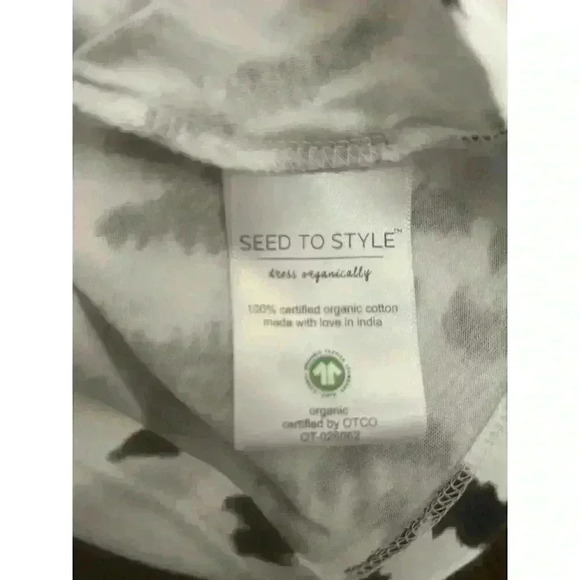 Seed to Style Women’s L Black White Animal Print Organic‎ Cotton Long Sleeve Top - Picture 5 of 9